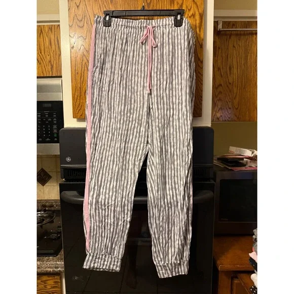 Secret Treasures Womens XL Gray Tie Dye Stripe‎ Pajama Jogger Pants Pink Stripe