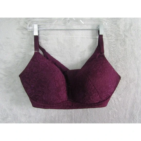 Torrid Curve Plum Purple Lace Full Coverage Bra 42DDD Wireless Comfort‎ Everyday