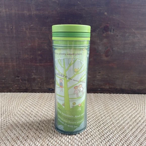 Starbucks 2009 Kids Green Recycled Travel Cup Tumbler Save the Planet 8 oz Lid