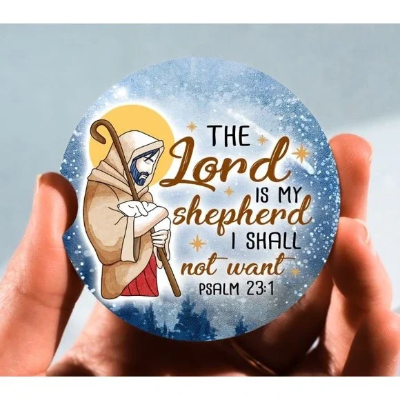 Set of 2 Car Coasters, The Lord Is My Shephard Car Coaster, Neoprene Car Coaster
