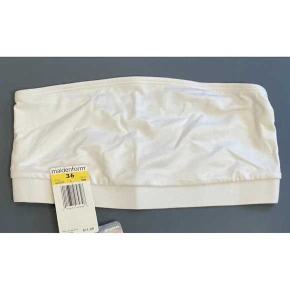 Vintage Maidenform Bandeau Strapless Bra Women 36 Wireless White Comfort New‎