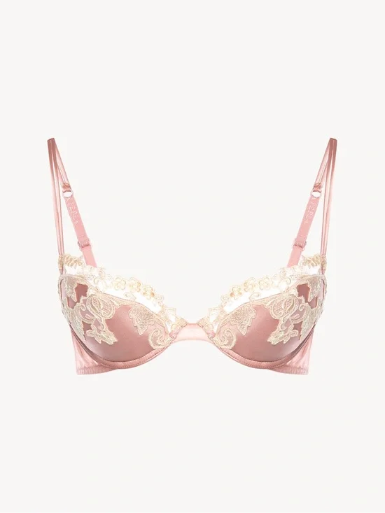 La Perla Maison pink silk push-up bra with frastaglio