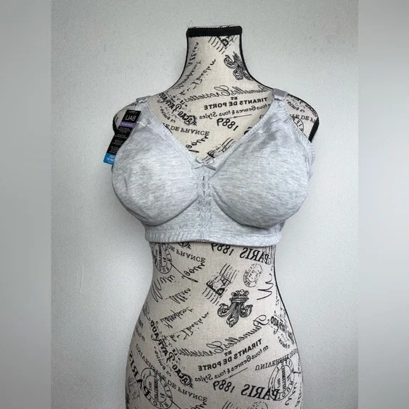 Bali Light Gray Comfort Bra with‎ Black Accents