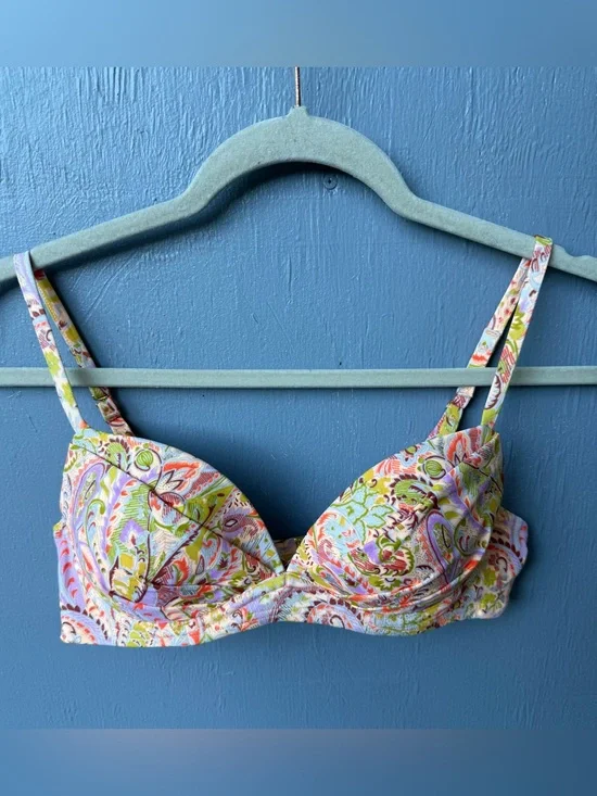 Victoria’s Secret Angel Convertible Bikini Top 34A Pastel Paisley Underwire Swim