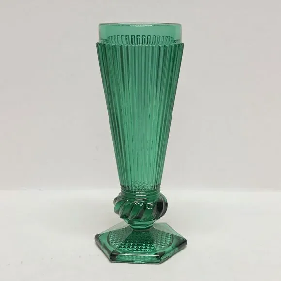 Vintage Emerald Green Pressed Glass Wine Goblet Or Small Vase Portugal