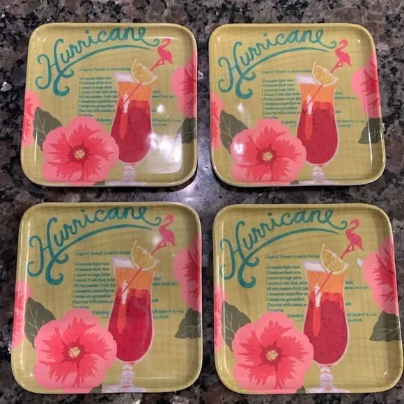 Tommy Bahama Hurricane Melamine Coasters Set of 4