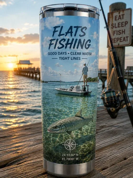 NEW! Flats Fishing 20 oz Stainless Steel Tumbler