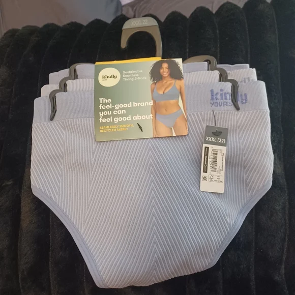 NEW Kindly Yours Lot 3 High Waist Thong Back Underwear Sz 22 XXXL