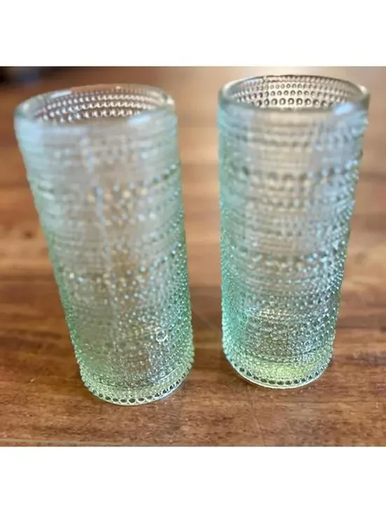 Set of Two Fortessa Vintage Hobnail or Bubble Glass Tumblers Jupiter Design