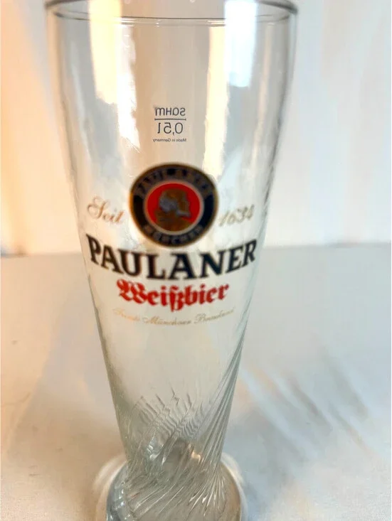 Paulaner Munchen WeiBbier Tall Swirl Pilsner Beer Glass Made in Germany 0,5L