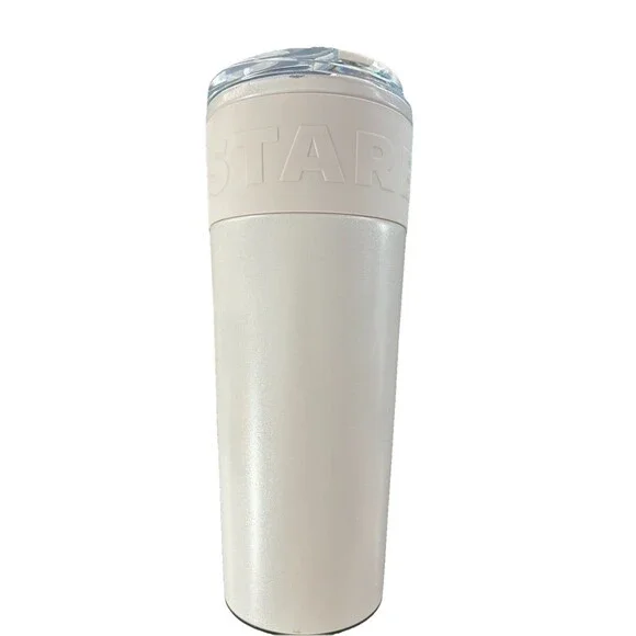 Starbucks White 24 oz Insulated Metal Travel Tumbler w/ Drink-Through Lid