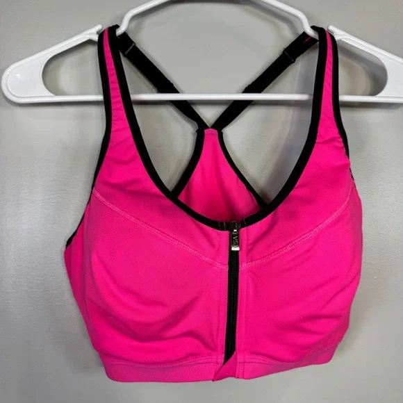 Victoria's Secret VSX Sports Bra‎ 36B Neon Pink Front Zip Underwire Barbiercore