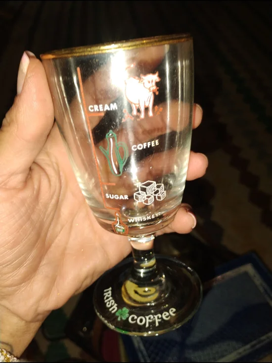 Two Vintage Irish Coffee Glass with Gold Rim - Clear