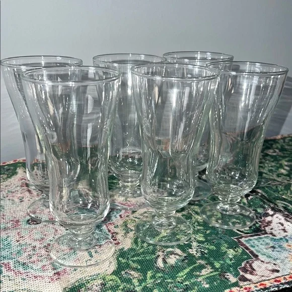 Vintage Clear Glass Goblet Set Of Six
