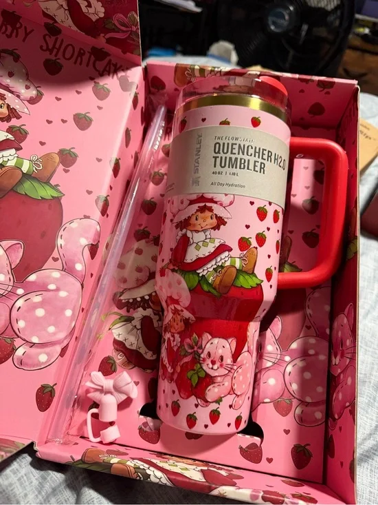 Stanley Pink & Red Strawberry Shortcake Quencher Tumbler