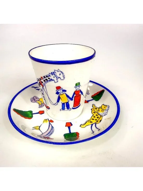 Vintage Allerton Fine Bone China Noahs Ark Hand-Painted Cup & Saucer Set