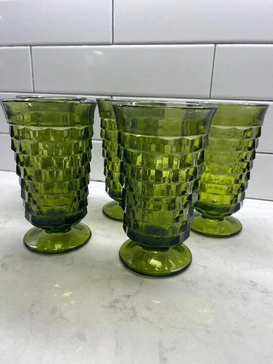 (4) Colony Whitehall Green (Avocado) Ice Tea Glass, 6
