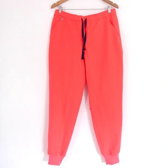 Figs Coral Jogger Sweatpants with Navy Drawstring