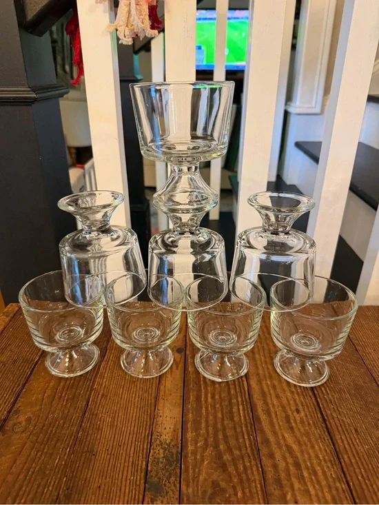 Vintage Libby Clear Glass Footed Dessert Cups - Set of 8