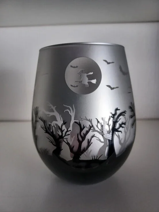 Halloween Witch Tree Wine Tumbler/Glass Holiday Spooky Collectible Drinkware