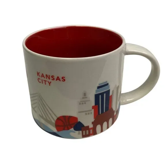 2015 New Starbucks You Are Here Collection Kansas City 14oz Ceramic Coffee Mug