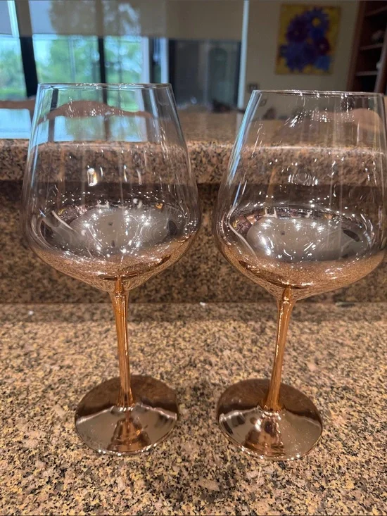 Metallic Copper Stemmed Wine Glasses