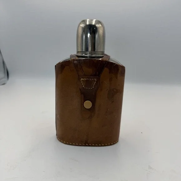 Vintage Liquor Flask Container With Shot Glasses Made In Germany