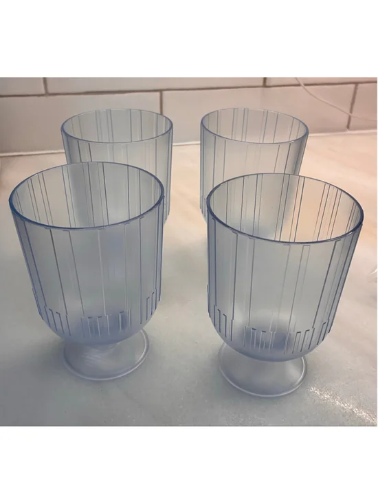 Hearth & Hand with Magnolia Blue Ribbed Tritan Drinkware Set of 4 plastic