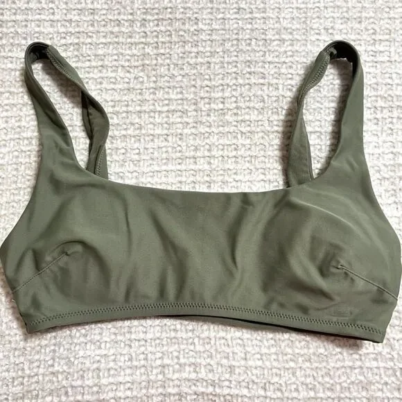 Aerie Scoop Neck Seamless Bralette Olive Green S‎ Small Minimalist Soft Stretch