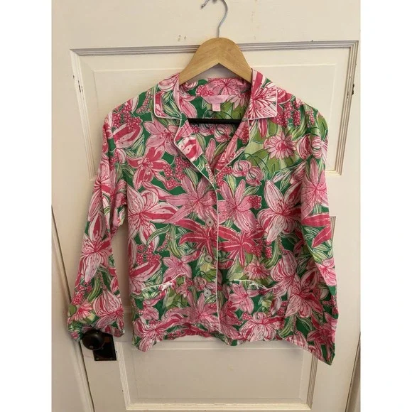 Lilly Pulitzer Women's‎ Pick of the Bunch Pajama TOP Floral Button-Down Small
