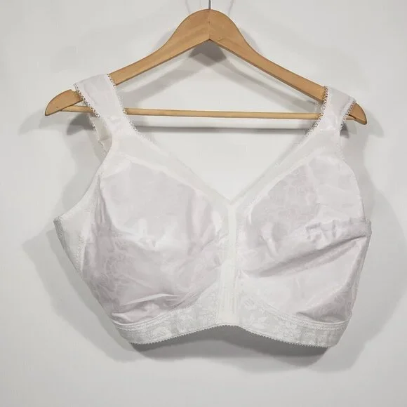 NWOT Playtex 18 Hour White Full Coverage Wireless Bra 46DD Floral …