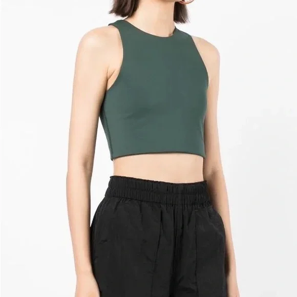 Girlfriend Collective Halter Racerback Sports Bra Green Size Small