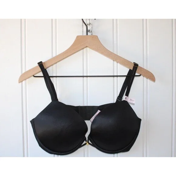 Victoria’s‎ Secret Very Sexy Push Up Bra Size 36DD Black Plunge Underwire Smooth