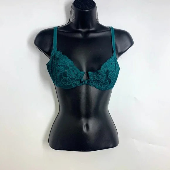 Oscar de la Renta Vintage Floral Lace Underwire Balconette Sheer Mesh Bra SZ 36B