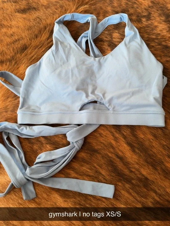 Gymshark Light Blue Wrap-Back Sports Bralette