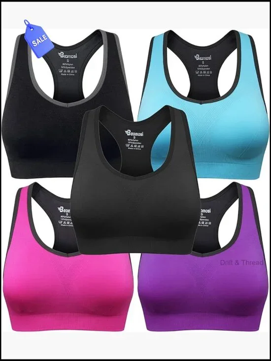 High Impact Seamless Racerback Sports Bra Full Coverage Support Yoga Gym Workout