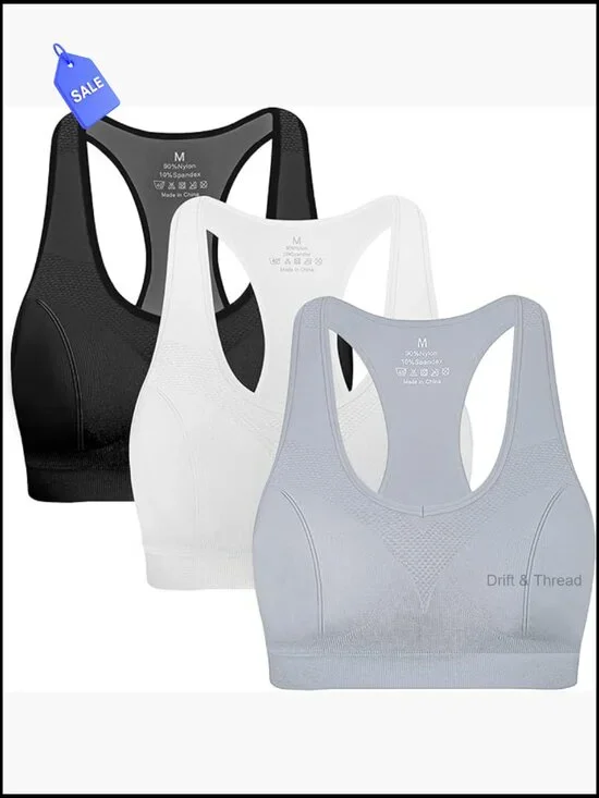 High Impact Sports Bra - Racerback with Removable Pads, Wire Free Full Coverage