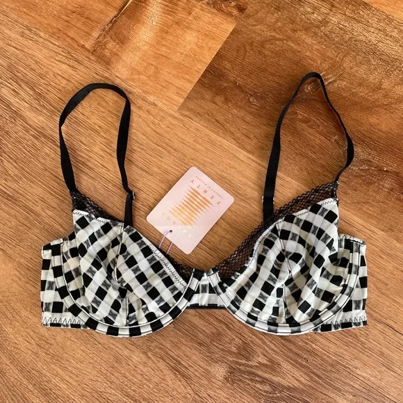 Savage Fenty Womens Checkered Bra Size 32D Sexy Lingerie NWT Rihanna‎