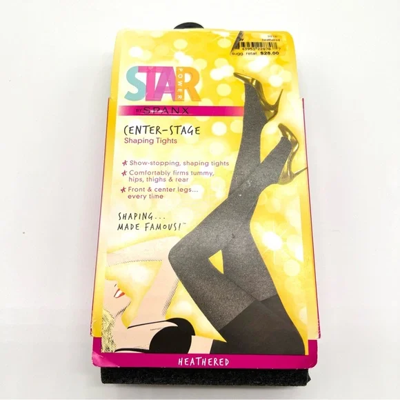 Star Power by SPANX Size A‎ Center-Stage Heathered Gray Grey Shaping Tights NEW