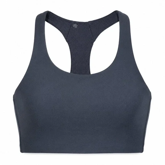 Athleta Girl Sports Bra L 12 Blue Gray Racerback Athletic Crop Top