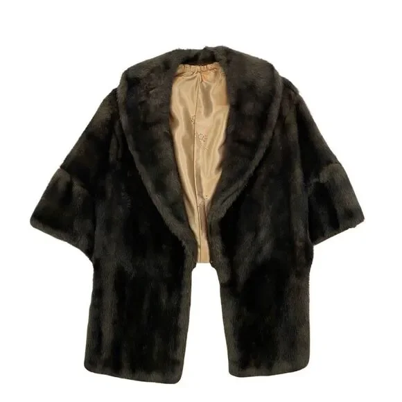 New With Original Tags Vintage Brown Faux Fur Capelet Shawl‎ One Size