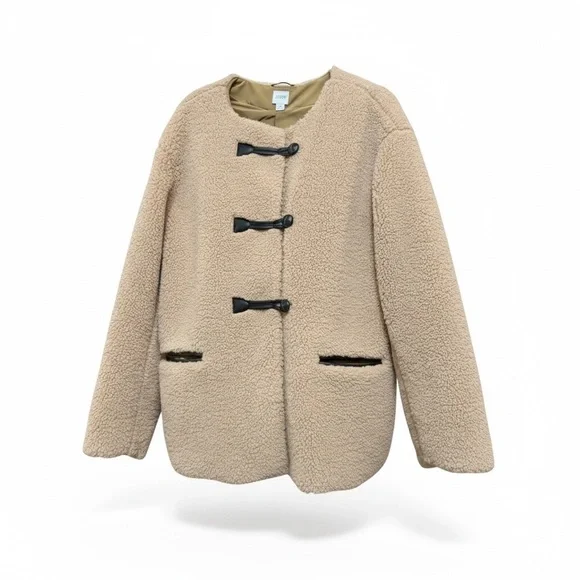 J. Crew Taupe Sherpa Toggle Jacket