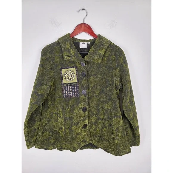Brie Kriebel Clothing Women's XS‎ Green Textured Embroidered Jacket