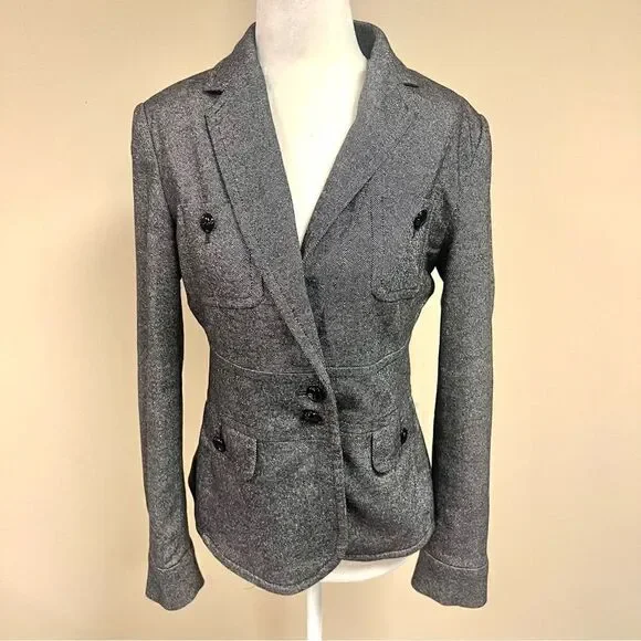 Talbots wool blend black/white jacket.   Size 2