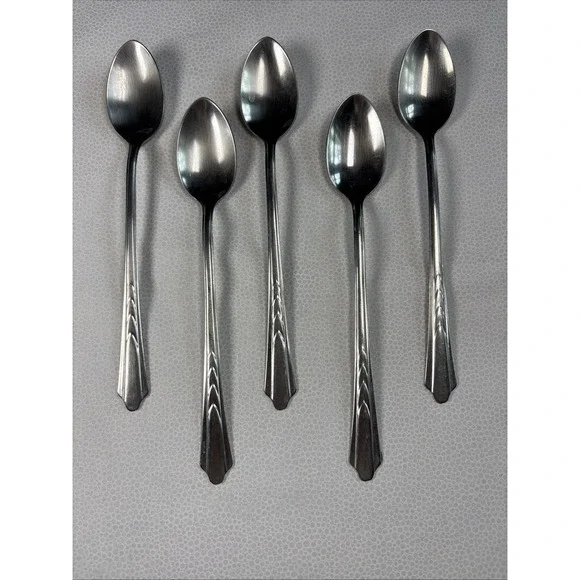 Set Of 5 Ekco EKS7 Stainless‎ Iced Tea Spoons Glossy USA Flatware 7.5