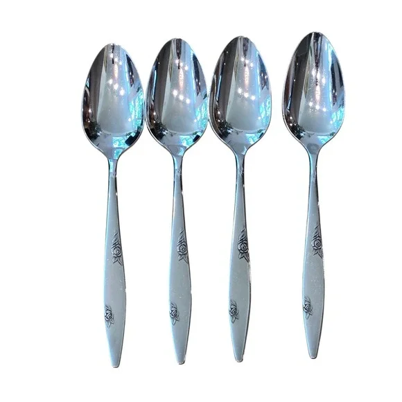 Set 4 Oneida Rose Duet Teaspoons 6