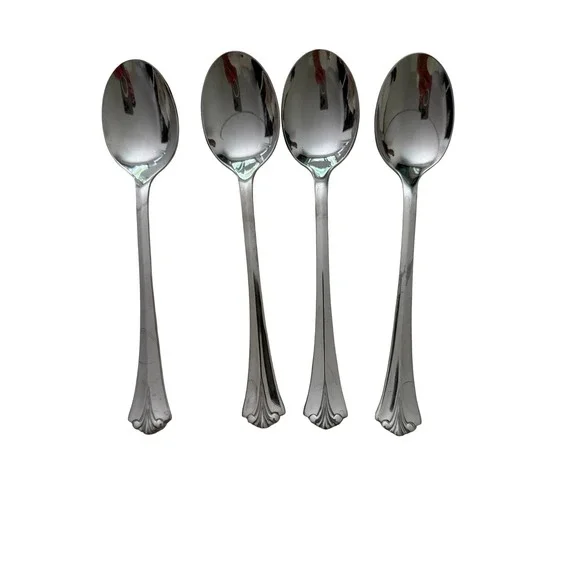 Pfaltzgraff Biscayne Teaspoons Set of 4 Silver Stainless Steel 6.25in Glossy