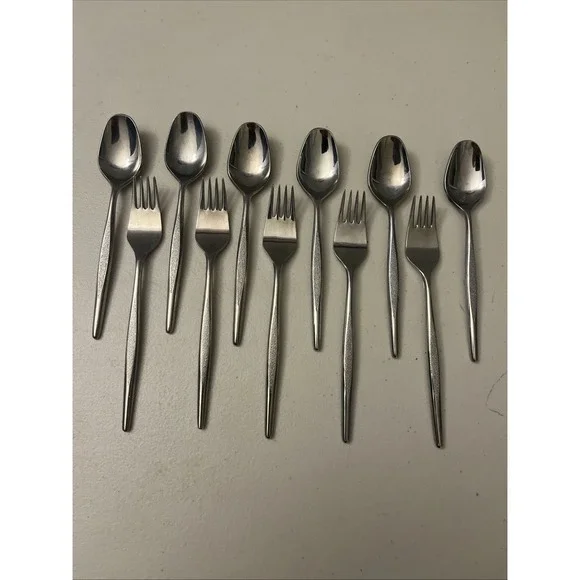Stainless Steel Japan Flatware Lot of 11 Spoons,‎ Forks Textured Handle