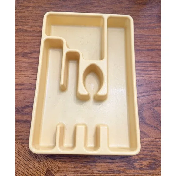 Vintage Rubbermaid Silverware Organizer 2921-3 Harvest Gold Drawer Tray 13 X 9