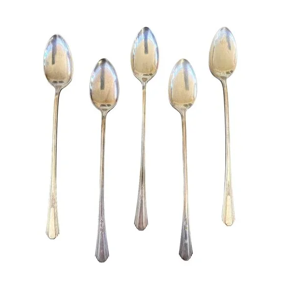 WM Rogers and Sons AAX Silver Plate Ice Tea Spoons Lot of 5 7.75